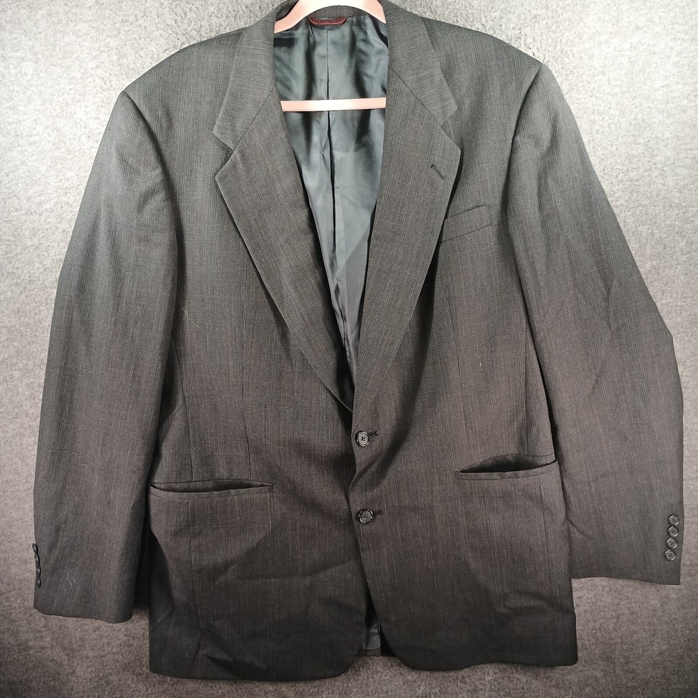 Hart Schaffner Marx Blazer Men 48L 100% Virgin Wool Black Pocket Softly Tailored